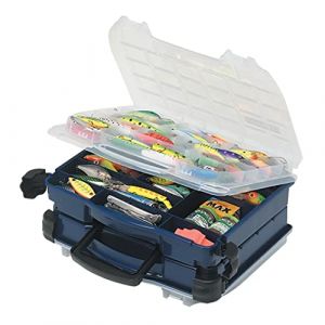 Plano LockJaw Double sacoche de rangement moulée pour toutes les pêches Bleu/transparent