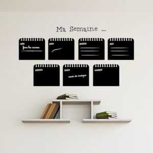Ambiance Sticker Ardoise Tableau Noir - Stickers Muraux Adhésif Effaçable - Hebdomadaire - H55 x L35 cm