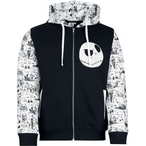 Sweat-shirt zippé à capuche Disney de L'Étrange Noël De Monsieur Jack - Jack - S à 3XL - pour Homme - noir/blanc