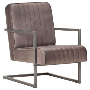 Image de VidaXL Betterlife Fauteuil cantilever Marron Cuir véritable