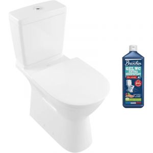 Image de Villeroy & Boch Wc &agrave; poser pmr sans bride O.novo avec abattant, Avec nettoyant