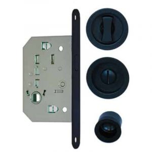 Hanger Kit pour porte coulissante noir condamnation rosace ronde - EUROWALE - NO015