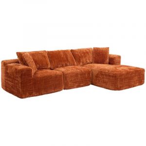 Atmosphera Canap&eacute; d'Angle Solka 3 Places 254x164x78 cm C&ocirc;tel&eacute; Ambre cr&eacute;ateur d'int&eacute;rieur