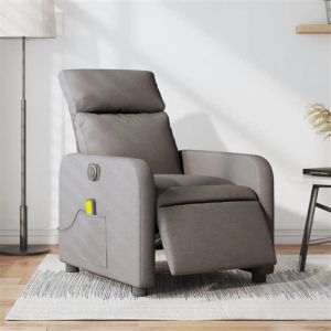 VidaXL Fauteuil de massage inclinable &eacute;lectrique Taupe Tissu Taupe