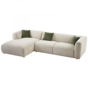 Canapé d'angle gauche en tissu beige tancavo