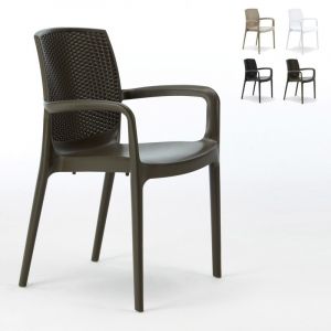 Grand Soleil Chaises de Jardin BOHEME Bar avec accoudoirs Poly rattan | Marron