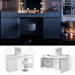 Vicco - Coiffeuse "Lilli" Blanc brillant avec tabouret