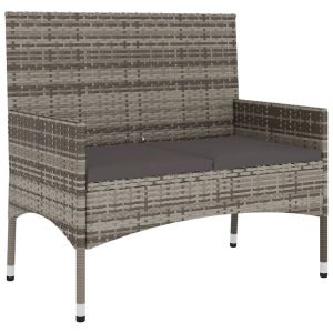Banc de jardin 90 x 51 x 85 cm meuble de patio d'extérieur terrasse à 2 places avec coussins gris résine tressée gris foncé 02_0011776