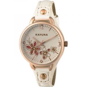 Image de Kahuna Femme Montre à quartz avec cadran blanc Affichage analogique et bracelet PU blanc kls-0312l