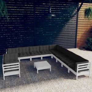 VidaXL Ensemble de meubles de jardin en pin gris anthracite 12 pièces