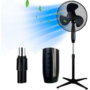 EXTRALINK Ventilateur de pied, 3 pales, 3 niveaux de vitesse, oscillant, Ventilateur puissant avec ajustement deangle de inclinaison, Ventilateur bas