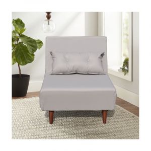 Fauteuil convertible lit une place tissu en cuir PU Gris facile &agrave; nettoyer dimension: 80x90x84 cm-dimension lit: 80x190x28 cm