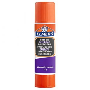 Elmer's Stic b&acirc;ton de colle violette, devient transparente en s&eacute;chant, lavable et adapt&eacute;e aux enfants, 22g x 1