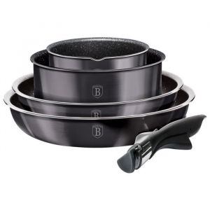 Berlinger Haus batterie de cuisine 16/20/24 cm acier inoxydable noir/argent&eacute; 9 pi&egrave;ces