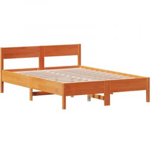 VidaXL Cadre De Lit Avec T&ecirc;te De Lit Cire Marron 140x190cm Bois De Pin