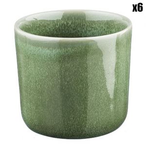 6 Mugs en Gr&egrave;s Magma verts - 20 cl