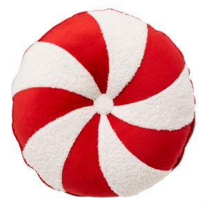 Coussin décoratif Bonbon rond Rouge et Blanc D 40 cm