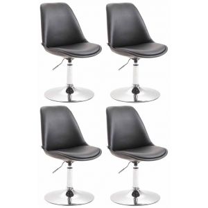 Lot de 4 Chaises de salle &agrave; manger Maverick similicuir avec pied trompette, Noir /Chrome