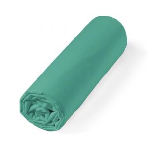 Drap housse en Percale de coton bonnet 30 cm 160x200 cm celadon