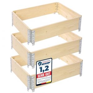 Garronda Carr&eacute; Potager modulable en Bois Naturel 80x60x20 cm &ndash; Jardini&egrave;re ext&eacute;rieure en palettes, empilable et Pliable, pour Jardin, Plantes, Fleurs,