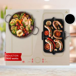 Klarstein Plaque Induction Electrique, 4 Plaques Chauffante, Plaque Induction 4 Feux, 7000W x4 Tables de Cuisson à Induction Electrique, Smart