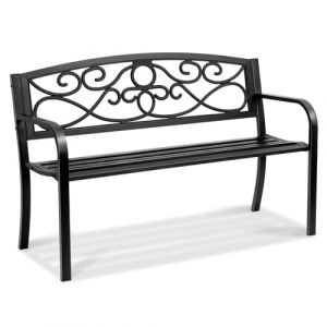 Outdoor Bench Banc 127 cm pour l'extérieur, Noir, 50 inches en métal
