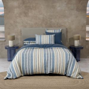 Anne de Solène Parure de lit percale bleu foncé 140x200 + 65x65 cm