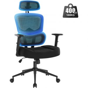 Chaise De Bureau Fauteuil en Maille Ergonomique, Si&egrave;ge Gamer Hauteur R&eacute;glable, Pivotant, Roulette Silencieuse - Noir - Iwmh