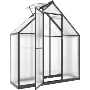 Outsunny Serre de jardin - fen&ecirc;tre r&eacute;glable porte battante - r&eacute;sistant aux intemp&eacute;ries - aluminium polycarbonate - transparent