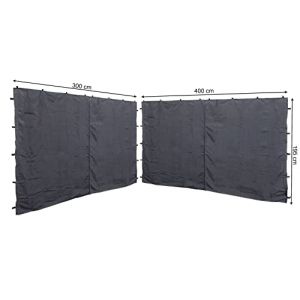 2 Panneaux latéraux avec fermeture éclair pour Gazebo 3x4m Pavillon Sidewall Anthracite ral 7012