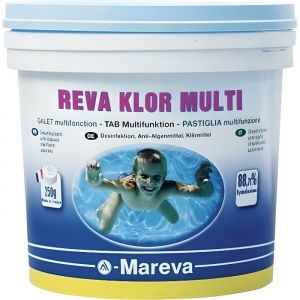Mareva D&eacute;sinfectant piscine REVA KLOR MULTI Galet de 250g pot 5kg 88,71% ATCC