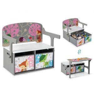 Chaise Enfants Costway Convertible À Ensemble Table Et Banc Avec Fonction De Rangement - Gris