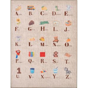 Nazar Tapis enfant lavable en machine &agrave; motif alphabet - Beige - 160x230