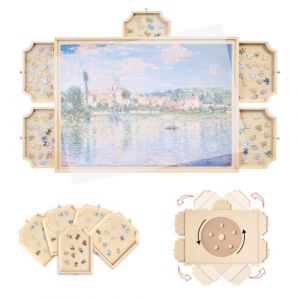 Planche de Puzzle 1000 Pièces-VEVOR-Table de Puzzle en Bois 736 x 535 mm-Plateau Casse-tête Rotatif à 360° et Portable