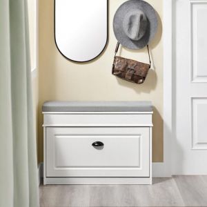 Sobuy Meuble Chaussure Banc d'Entr&eacute;e - Banc &agrave; Chaussures avec Rangement &agrave; Abattant et Coussin Rangement Chaussures pour Couloir, Salon 75x24x51cm,