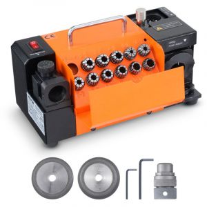 VEVOR Affuteuse de Forets MR-13A Aff&ucirc;teuse de Fraises 3-13 mm Angle de Pointe Ajustable de 95&deg; &agrave; 135&deg; Aff&ucirc;teuse Portable 120 W 4500 tr/min avec 11 Pinces de Serrage, Meule CBN & SDC, 285x135x160 mm