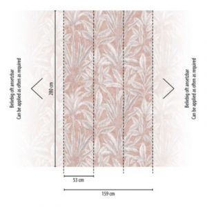 A.S. Creation Bricoflor - papier peint panoramique feuilles tropicales rose, gris et blanc - Livingwalls