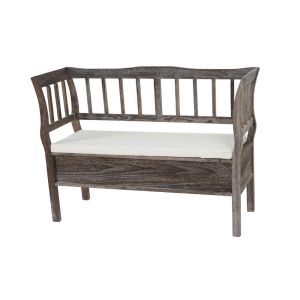 Image de Mendler Banc banquette de rangement T207 bahut coffre avec coussin ~ bois marron shabby chic