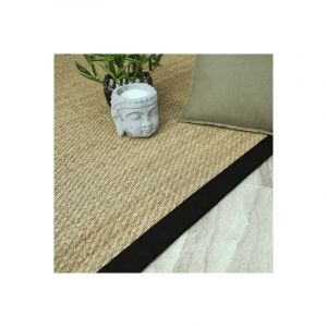 Décoweb Tapis Jonc de mer Kalapa fin panama - Ganse noire - 160 x 230 cm