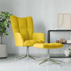 VidaXL Chaise de relaxation avec repose-pied Jaune moutarde Velours