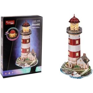 EXPLORA - Phare - Puzzles 3D Lumineux - 540055-72 Pièces - Niveau 6 - sans Colle Ni Ciseaux - Educatif - Jeu de Construction - Cadeau Enfant - Maquette - À Partir de 8 Ans