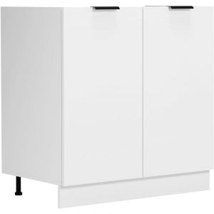 Ebuy24 - Fasola meuble bas de cuisine pour évier 80 cm 2 portes blanc.