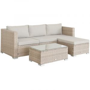 Alice's Garden Salon de jardin 4 places, naturel et beige