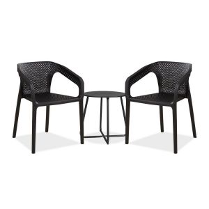 Ensemble salon de jardin Table et 2 chaises noir