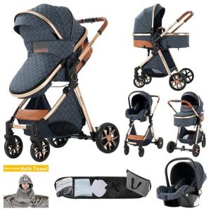 Poussette 3 En 1 Magic Zc Poussette Pousette Trio 3 En 1 Pousette Hamac R&eacute;versible 0-3 Ans Serviette De Bain Sac &Agrave; Main Bleu