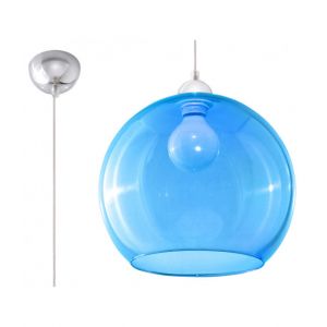 L inaire Center Suspension BALL verre/acier bleu/chrome 1 ampoule