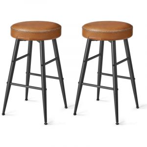Collection ekho tabouret de bar lot de 2 chaise de cuisine si&egrave;ge haut en pu avec coutures hauteur assise 63 cm pour cuisine bar &agrave; domicile montage