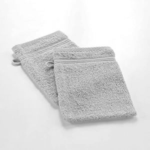 Lot de 2 Gants de Toilette "Tendresse" 15x21cm Gris Perle Prix