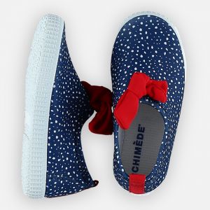 Archim&egrave;de Chaussures Judith &agrave; pois bleu marine