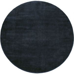 Paco Home - Tapis Rond Salon Tapis Poil Ras Moderne Moelleux Lavable Monochrome 120 cm rond, Bleu Marine